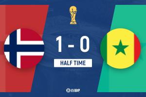 半場-挪威暫1-0塞內(nèi)加爾 厄德高兩失良機哈蘭德中柱 彼得森破門