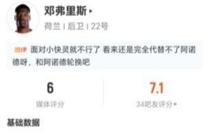 重磅鄧弗里斯本場4射2正+15丟失球權 7傳中2成功+7對決抗3成功 僅獲6分賽事前瞻_重磅鄧弗里斯本場4射2正+15丟失球權 7傳中2成功+7對決抗3成功 僅獲6分賽事前瞻在線觀看_免費看直播