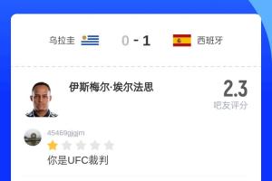 有前科啊！本場主裁此前執法西班牙1-0烏拉圭，尺度過度寬松挨批