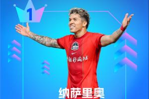 【直播吧】中超第19輪最佳：納薩里奧！2射1傳助河南大勝結束連敗